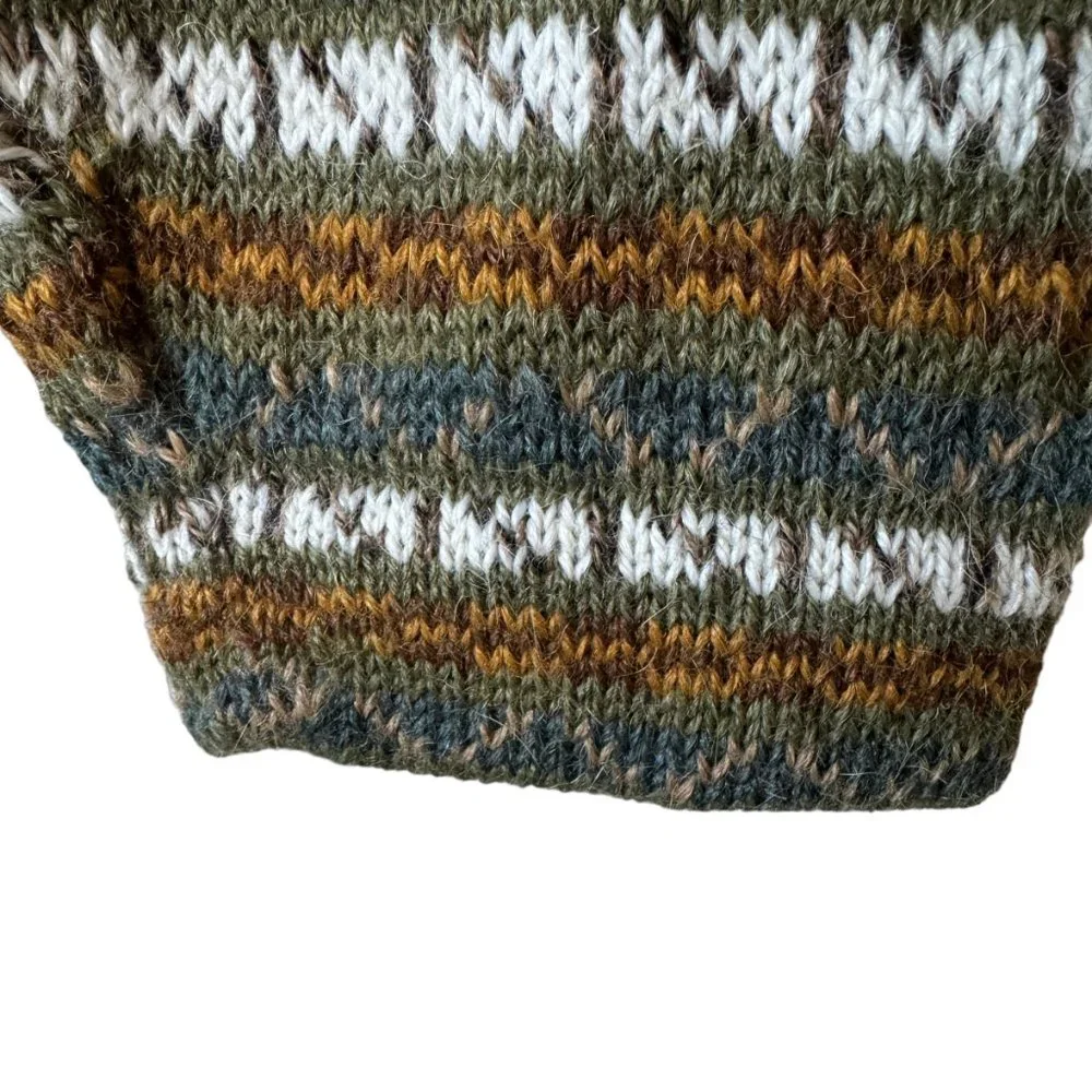 The Alpaca Connection Peru Handmade Stripped Button Front Cardigan Pockets - Picture 10 of 16